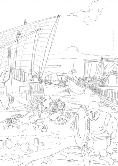 Batalla de Egospótamos (dibujo preparatorio)