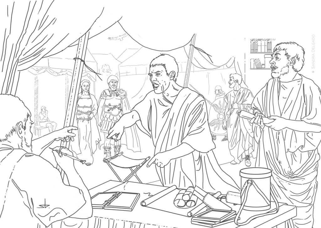Campaña parta de Lucio Vero (dibujo preparatorio)