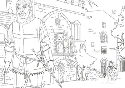 Los Caballeros de San Juan se enfrentan a la caída de Constantinopla (dibujo preparatorio)